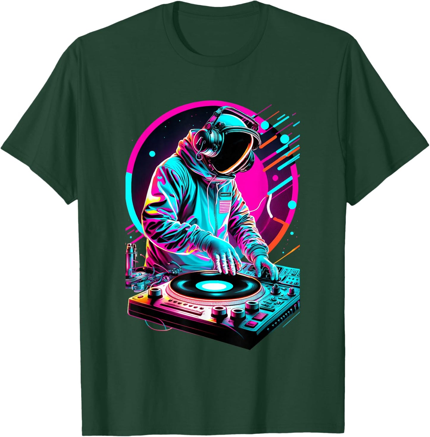 Astronaut DJ, DJing in Space, EDM cool Graphic T-Shirt - T-Shirt | Forest