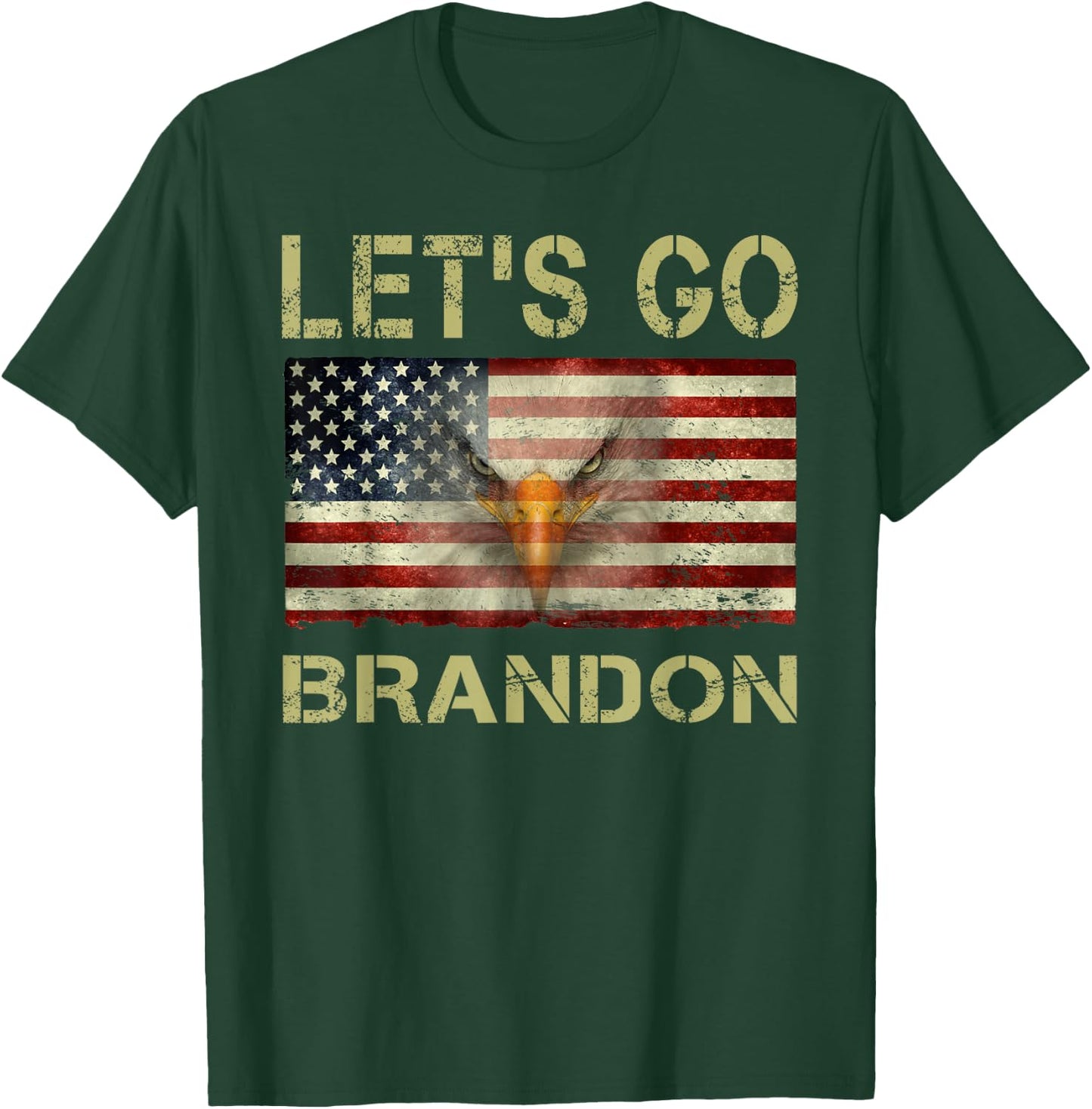 Let’s Go Brandon Conservative USA Flag Funny T-Shirt - T-Shirt | Forest