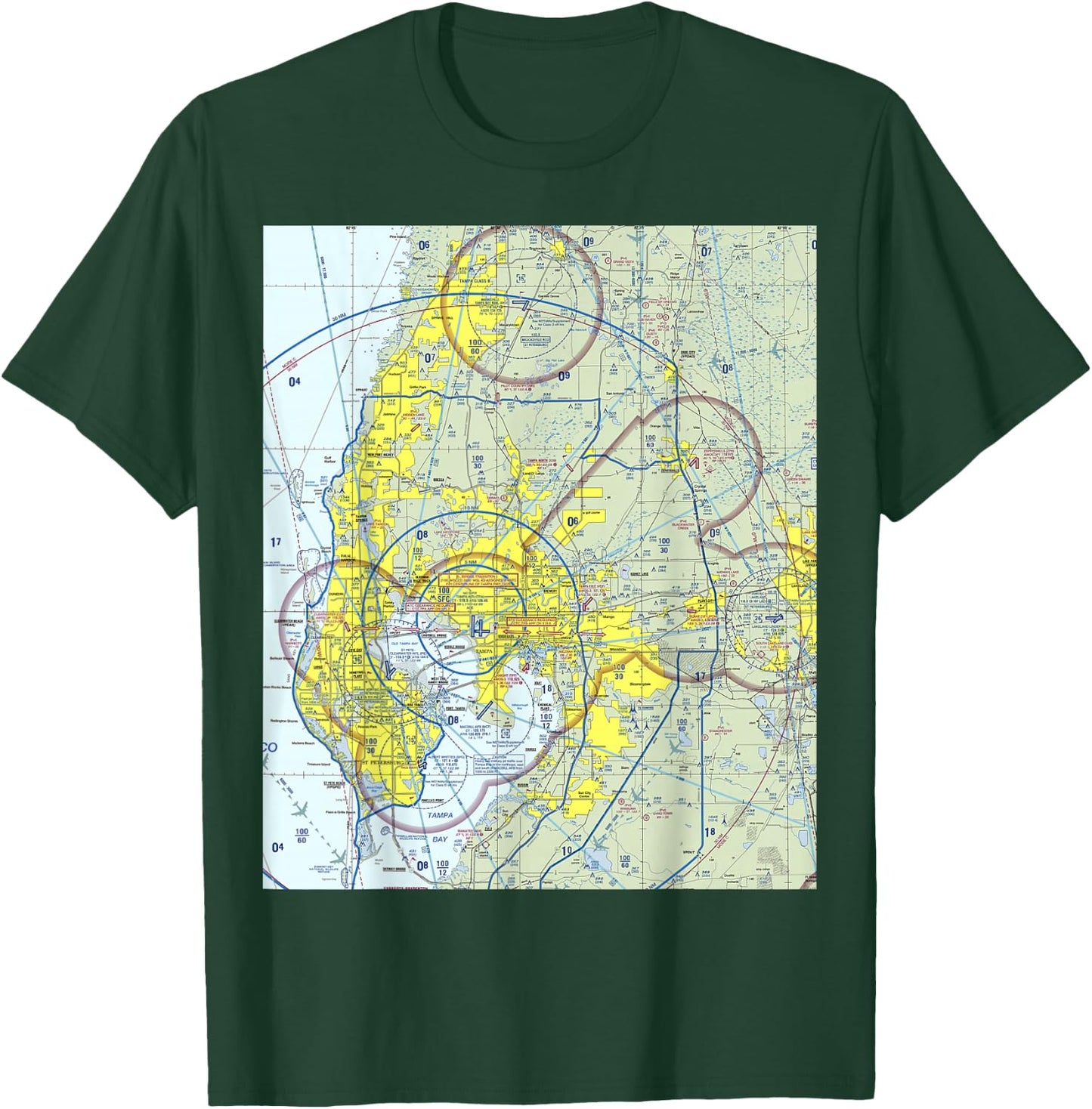 Aeronautical VFR Sectional Chart - Tampa T-Shirt - T-Shirt | Forest