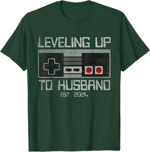 Leveling Up To Future Husband 2024 Bachelor Party Groom T-Shirt - T-Shirt | Forest
