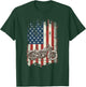 Motorcycle American Flag Distressed Vintage Biker Patriotic Women Kids Men T-Shirt - T-Shirt | Forest