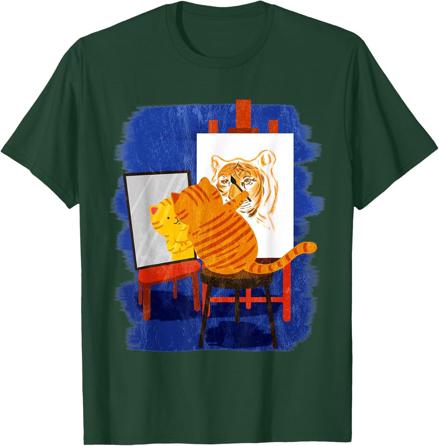 Cute Artistic Cat - Cute Cat Painting Lion Art T-Shirt - T-Shirt | Forest