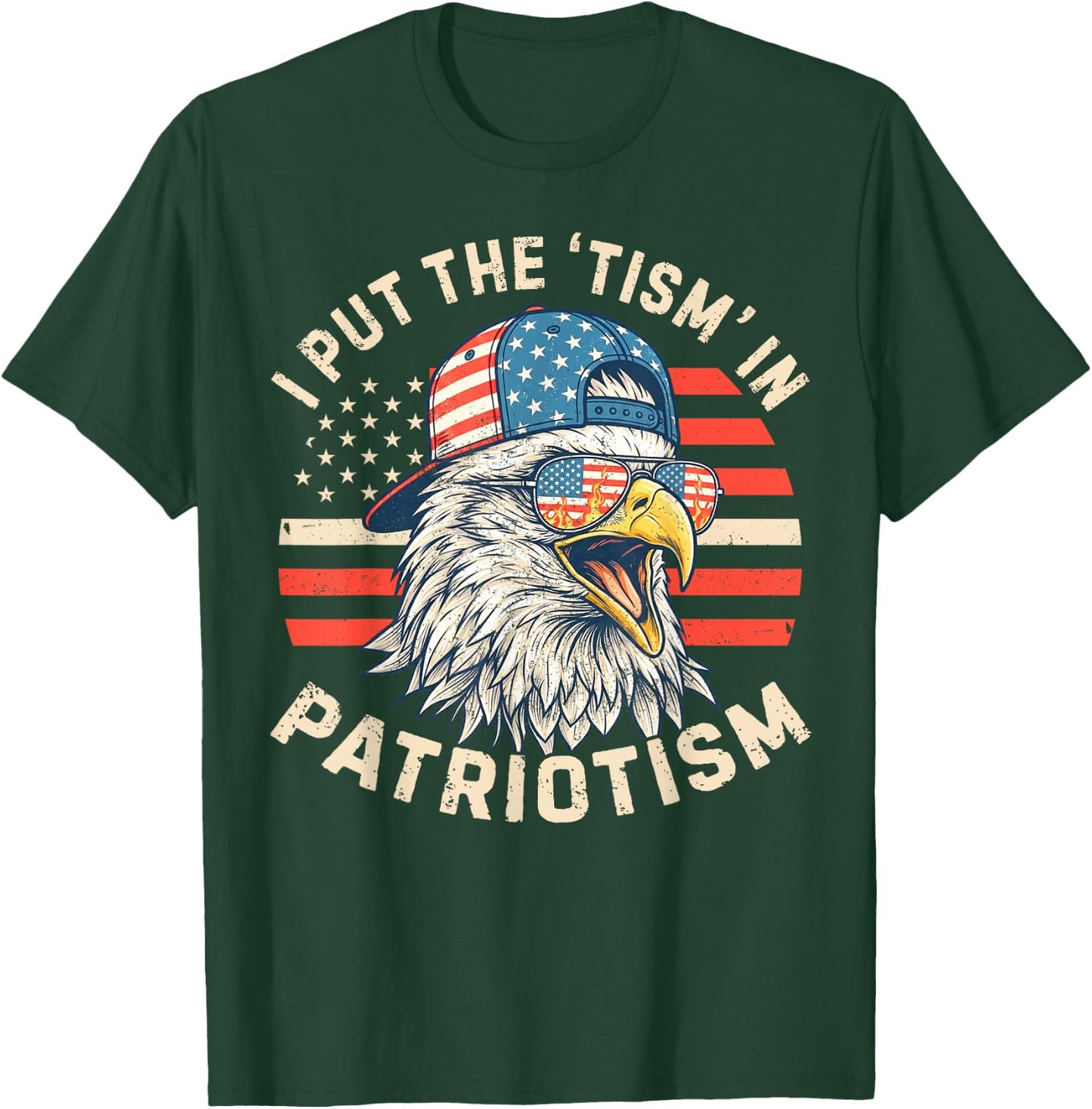 I Put The Tism in Patriotism Athletic Eagle 4th of July Kids T-Shirt - T-Shirt | Forest