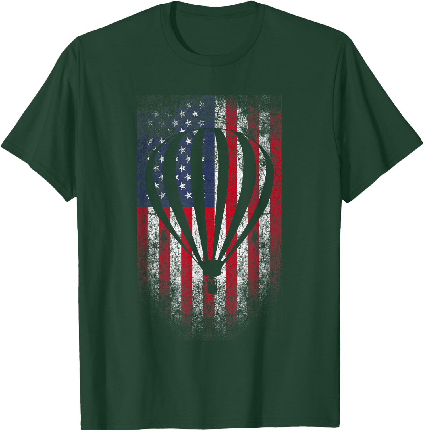 Hot Air Balloon Vintage USA Flag T-Shirt - T-Shirt | Forest