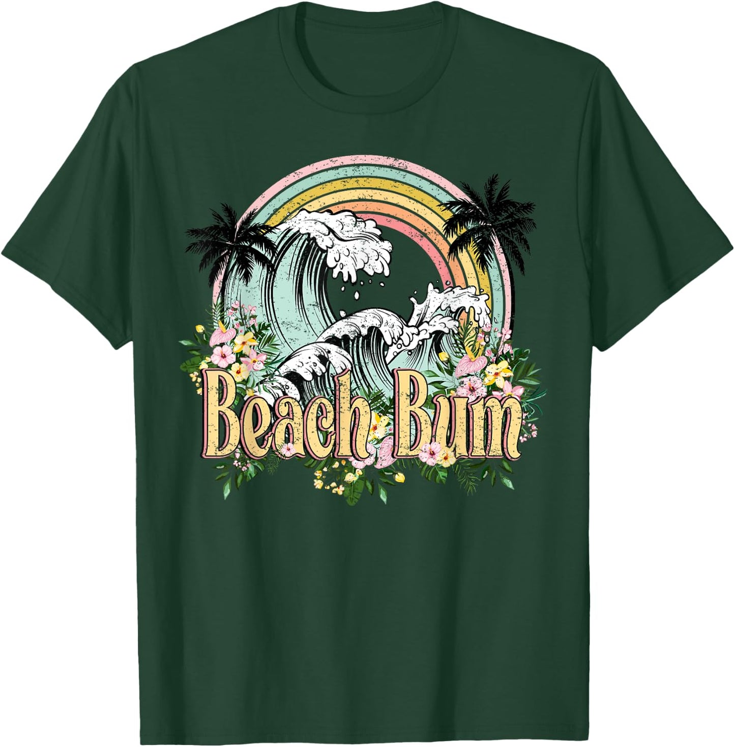 Vintage Retro Beach Bum Tropical Summer Vacation Gifts Women Kids T-Shirt - T-Shirt | Forest