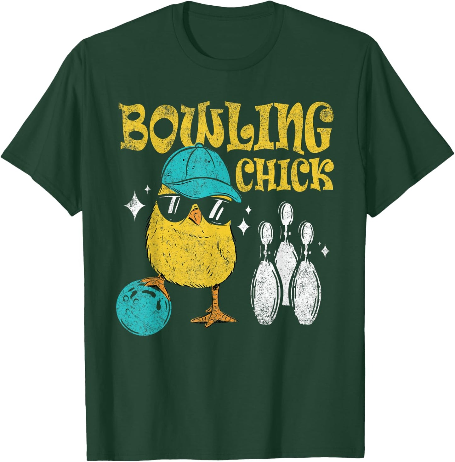 Bowling Chick Bowl Design For Bowlers Player Sport T-Shirt - T-Shirt | Forest