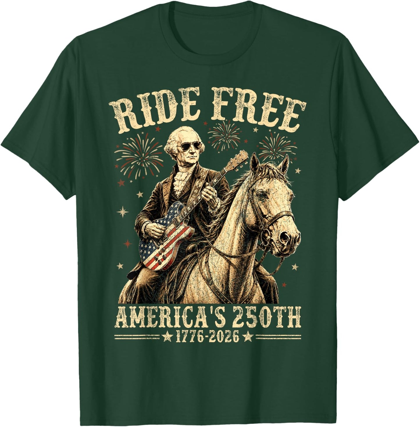 Ride Free 1776 2026 Horse 250th Anniversary USA 250 Years T-Shirt - T-Shirt | Forest