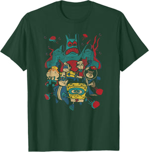 SpongeBob Retro Superhero Group Poster T-Shirt - T-Shirt | Forest