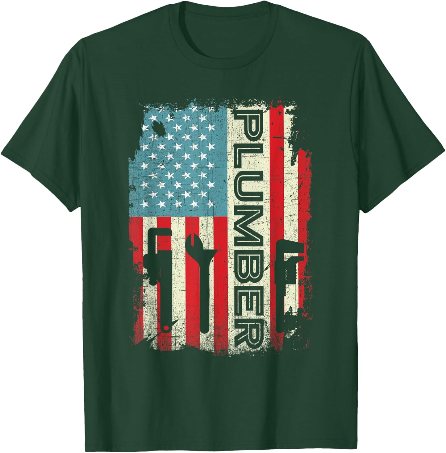 Patriotic Plumber 4th of July Plumber Plumber Gifts Men T-Shirt - T-Shirt | Forest
