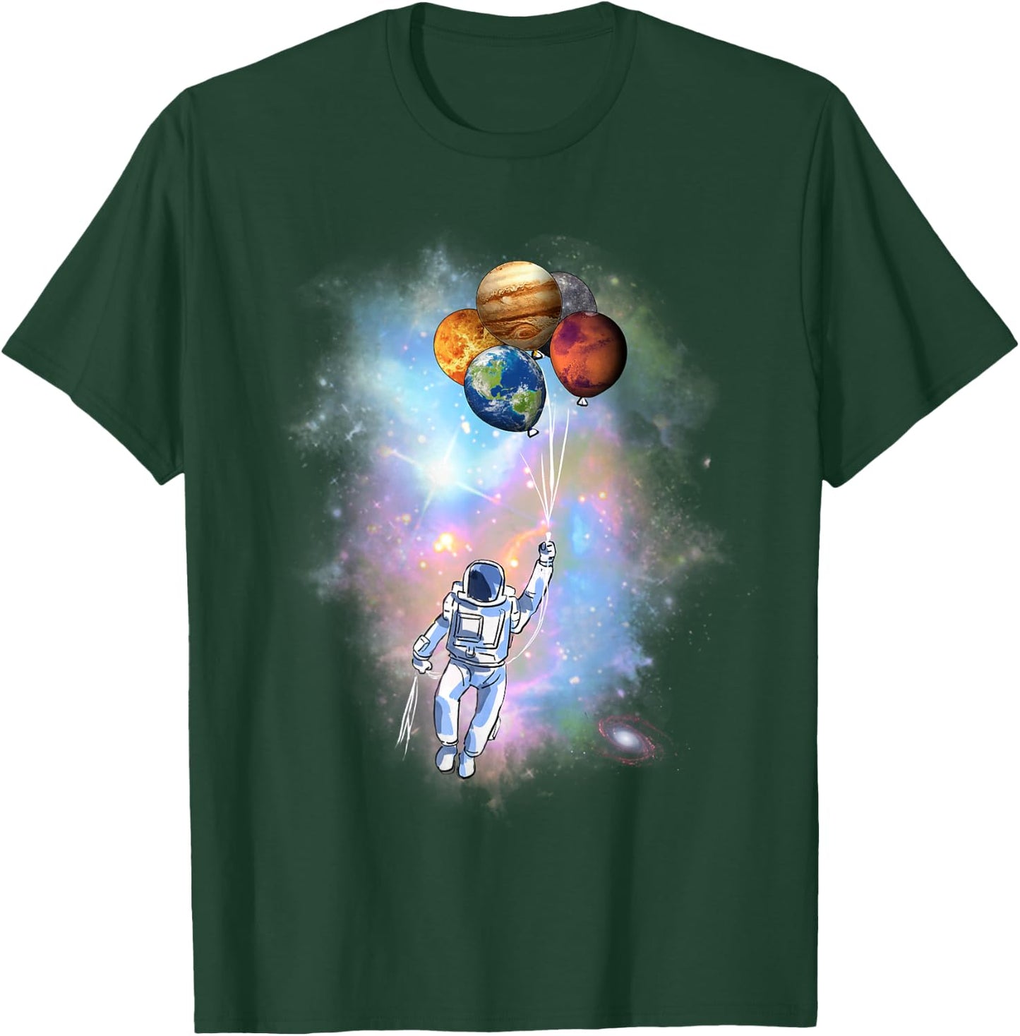 Astronaut Planet Balloon Space Exploration T-Shirt - T-Shirt | Forest