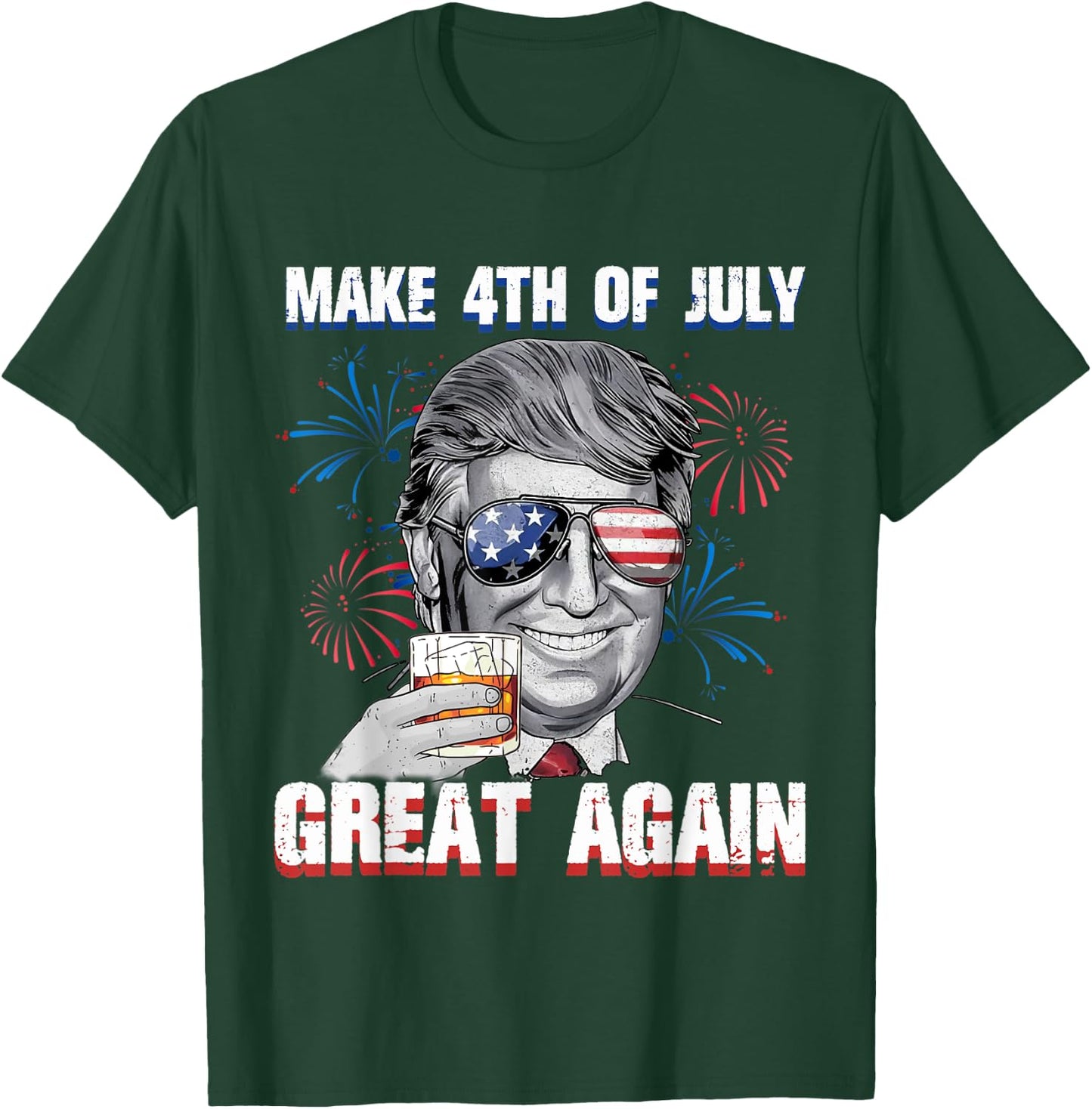 Make 4th Of July Great Again Funny Trump Men Drinking Beer T-Shirt - T-Shirt | Forest