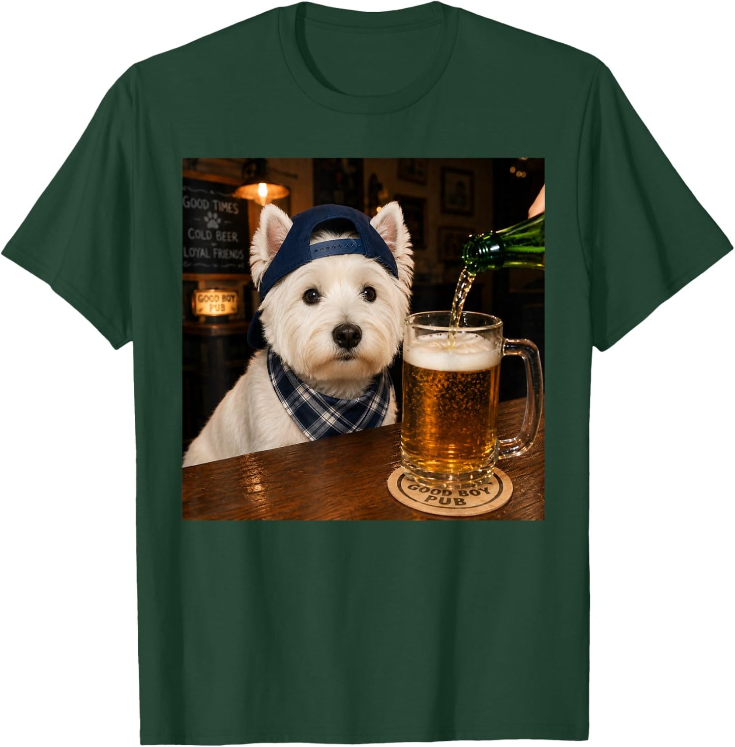 Westie Drinking Beer Funny Dog Meme T-Shirt - T-Shirt | Forest