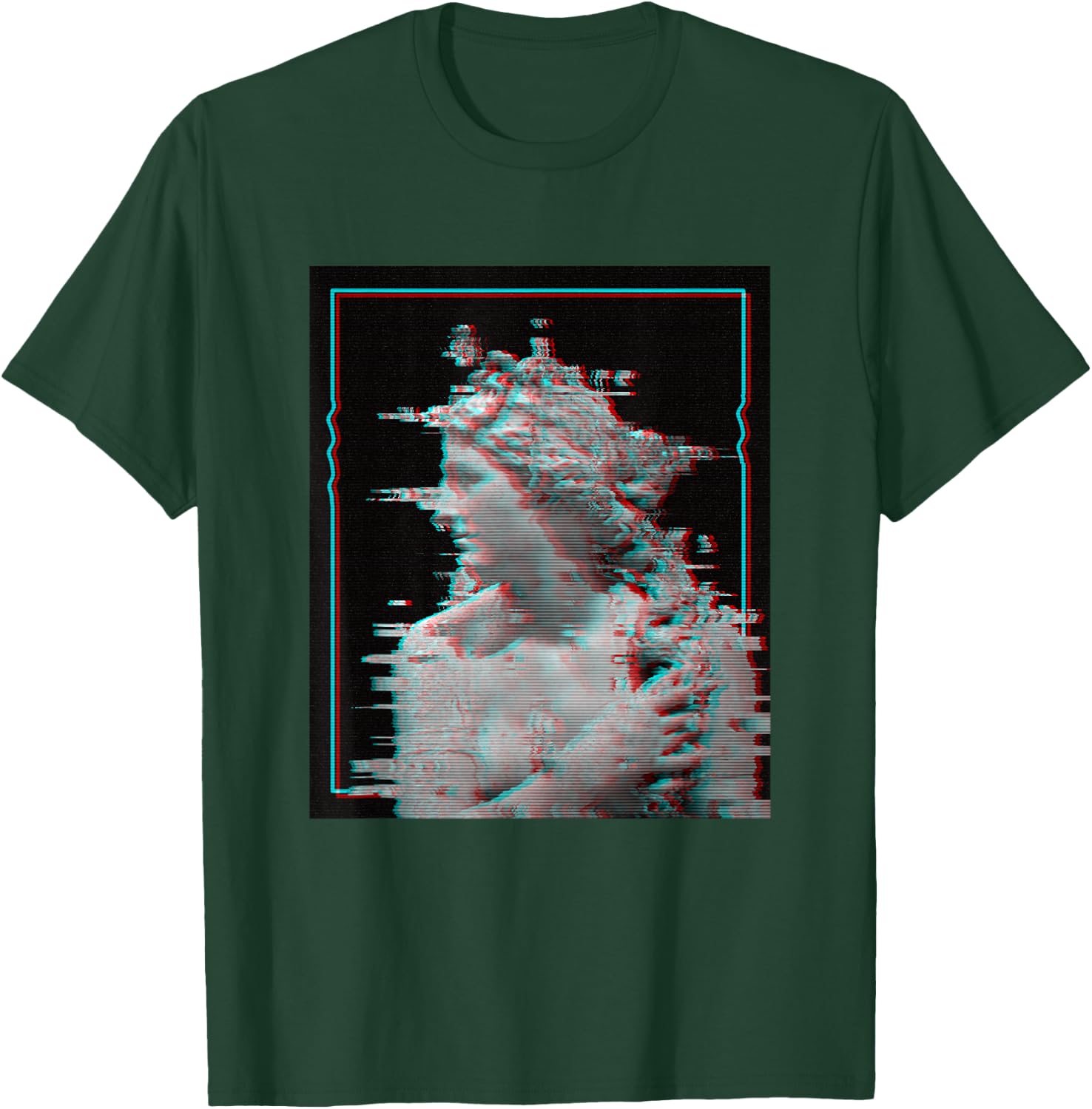 Greek Statue Glitch | Retro Vaporwave Aesthetic 80s 90s T-Shirt - T-Shirt | Forest