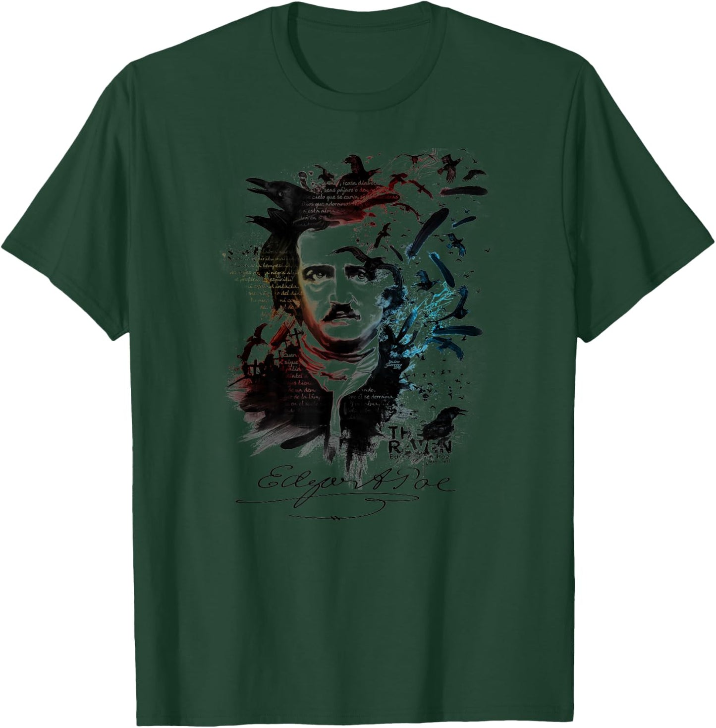 Edgar Allan Poe T Shirt Gothic Tales of Poe Gif for Readers T-Shirt - T-Shirt | Forest