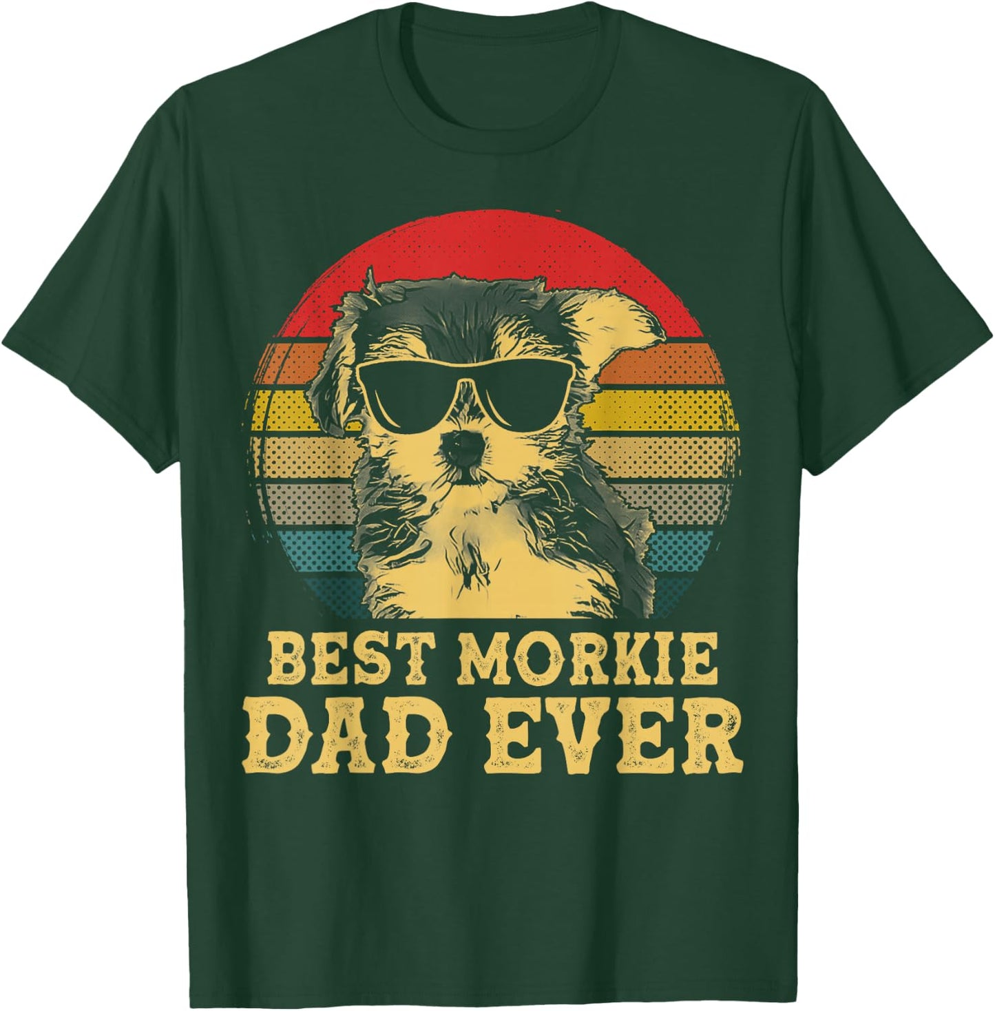 Best Morkie Dad Ever Dog Lovers Retro Vintage Men Women Kids T-Shirt - T-Shirt | Forest