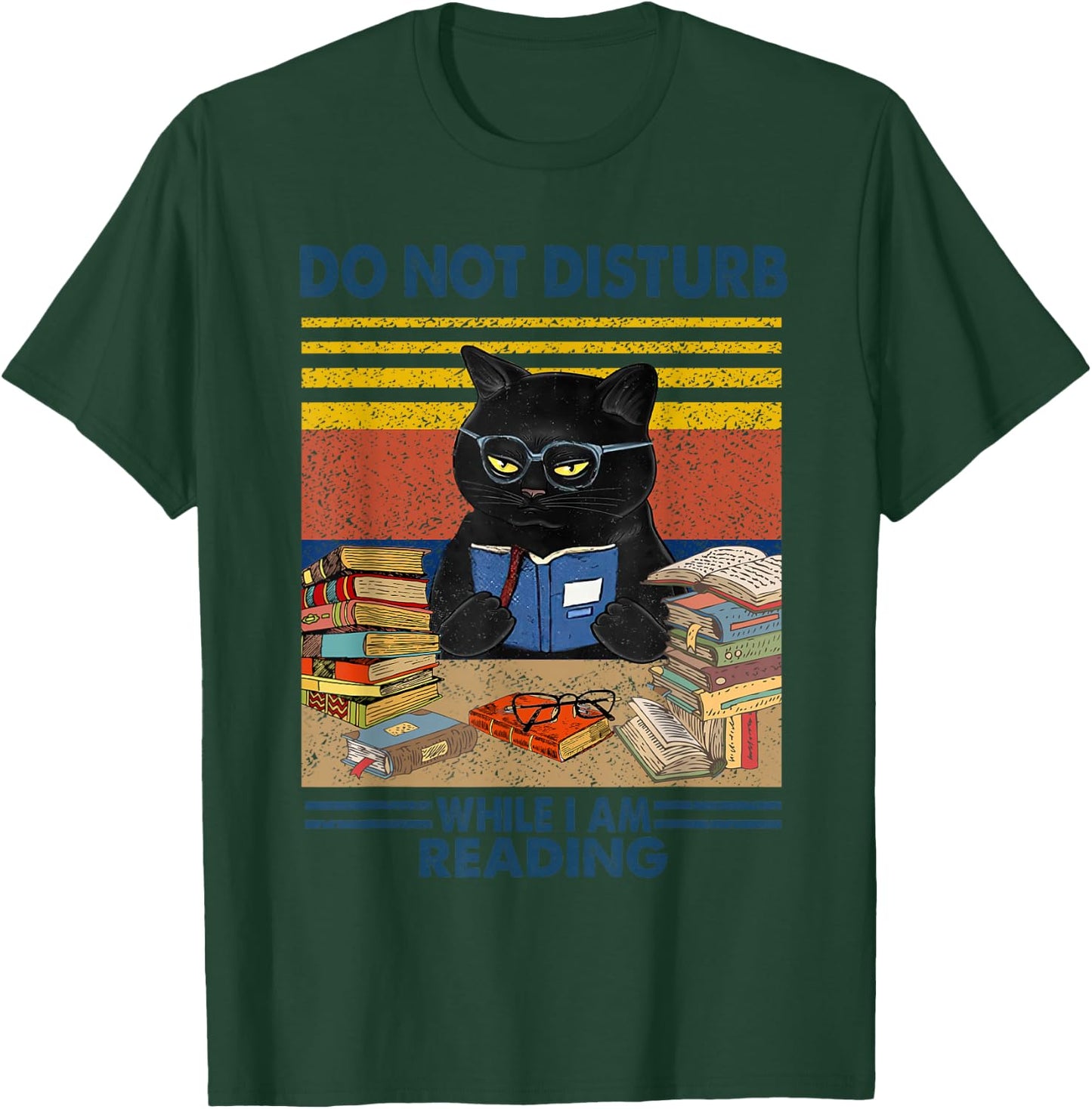 Do Not Disturb When I'm Reading A Book Black Glassed Cat T-Shirt - T-Shirt | Forest