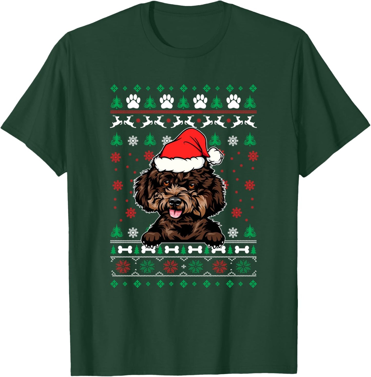 Poodle Dog Lovers Christmas Ugly Christmas Sweater T-Shirt - T-Shirt | Forest