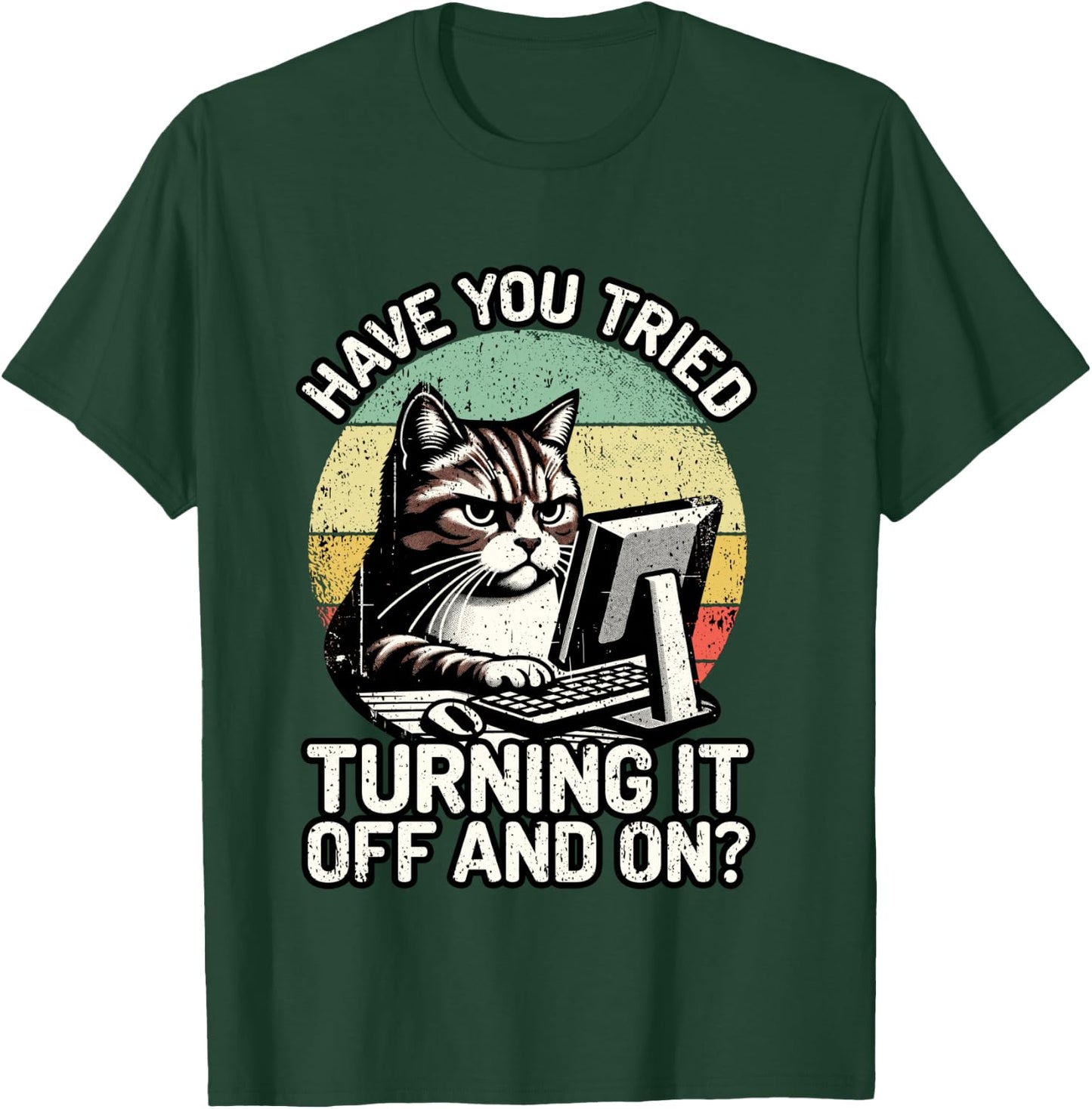 Tech Support Humor I Cat Tech Engineer I Computer IT Guy T-Shirt - T-Shirt | Forest