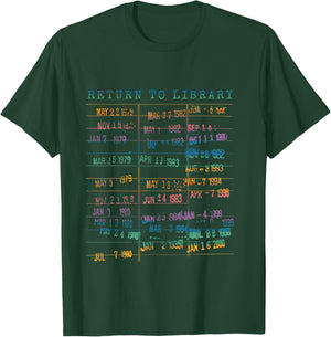 Library Card Vintage Book Due Date Bookish Rainbow Reading T-Shirt - T-Shirt | Forest