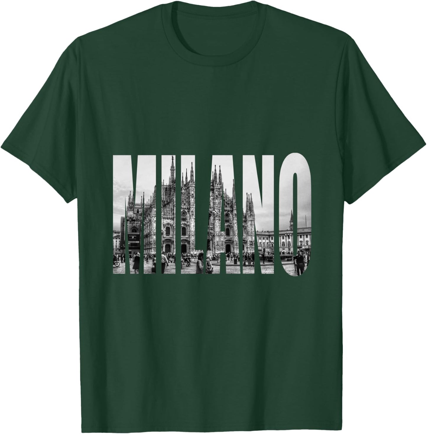 Milano Duomo Black and White Logo Image T-Shirt - T-Shirt | Forest