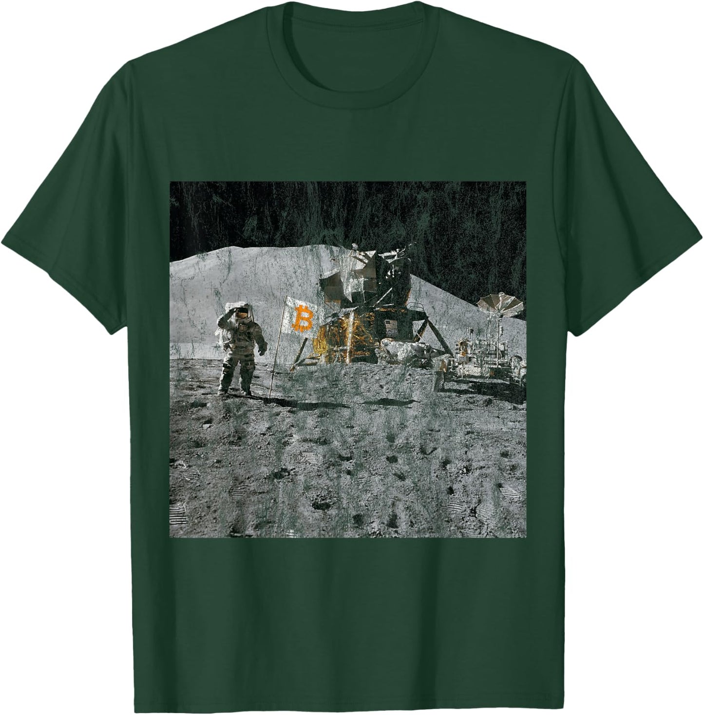 Real Photo From 1969 Apollo 11 BTC Bitcoin To The Moon T-Shirt - T-Shirt | Forest