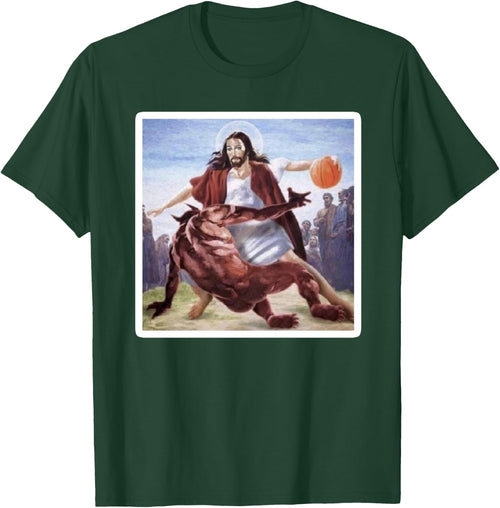 Jesus Crossing Up Satan Basketball