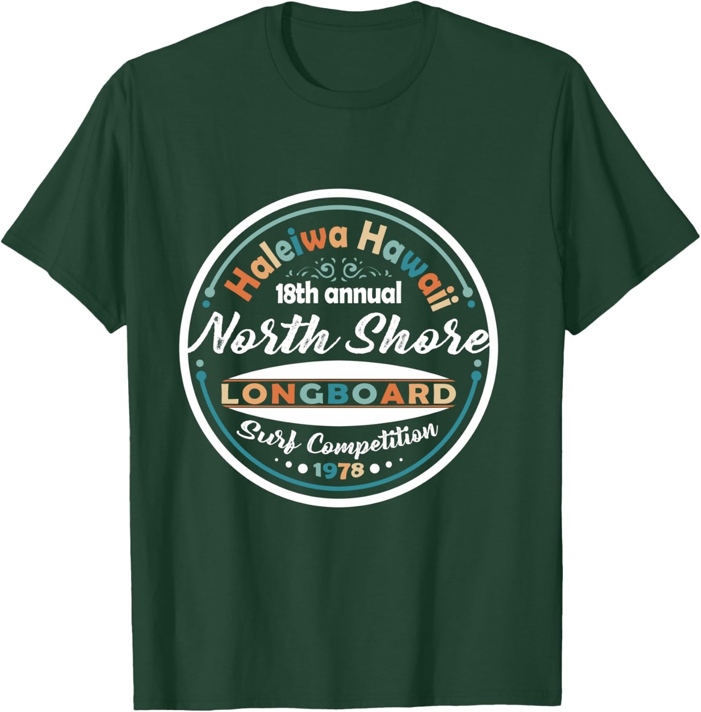 North Shore Long Board Surf Vintage Hawaii Beach T-Shirt - T-Shirt | Forest