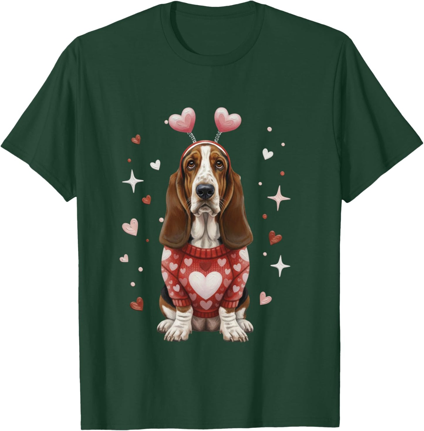 Cute Basset Hound Valentine Heart Valentines Day T-Shirt - T-Shirt | Forest