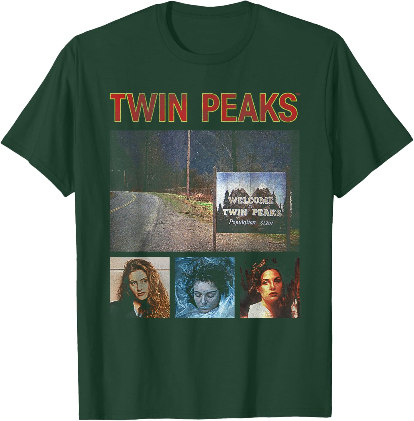 Twin Peaks Welcome Sign with Shelly, Laura, and Audrey TV T-Shirt - T-Shirt | Forest
