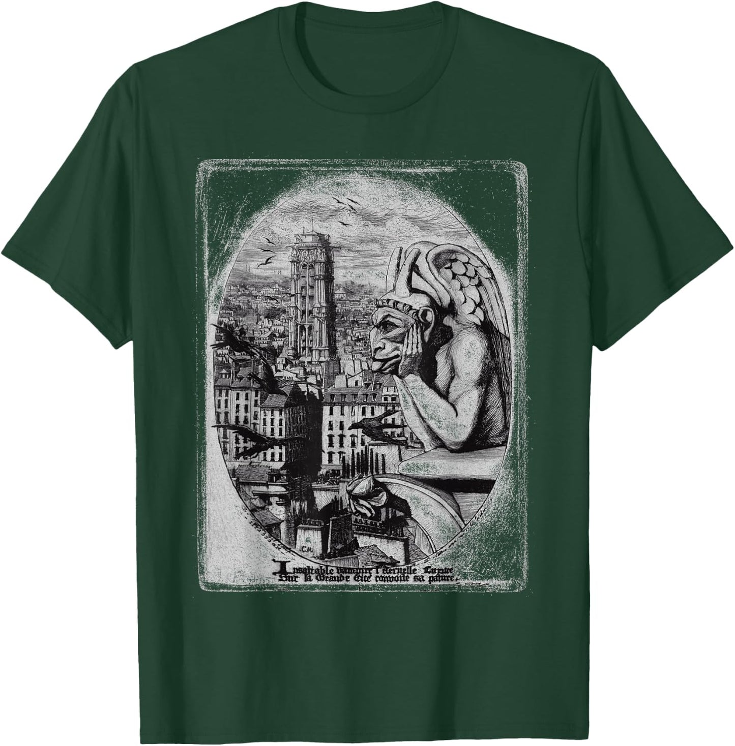 Notre Dame Paris Souvenir Paris France Gift Gargoyle Statue T-Shirt - T-Shirt | Forest