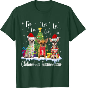 Chihuahua Dog Xmas Fa La La La Funny Ugly Christmas Sweater T-Shirt - T-Shirt | Forest