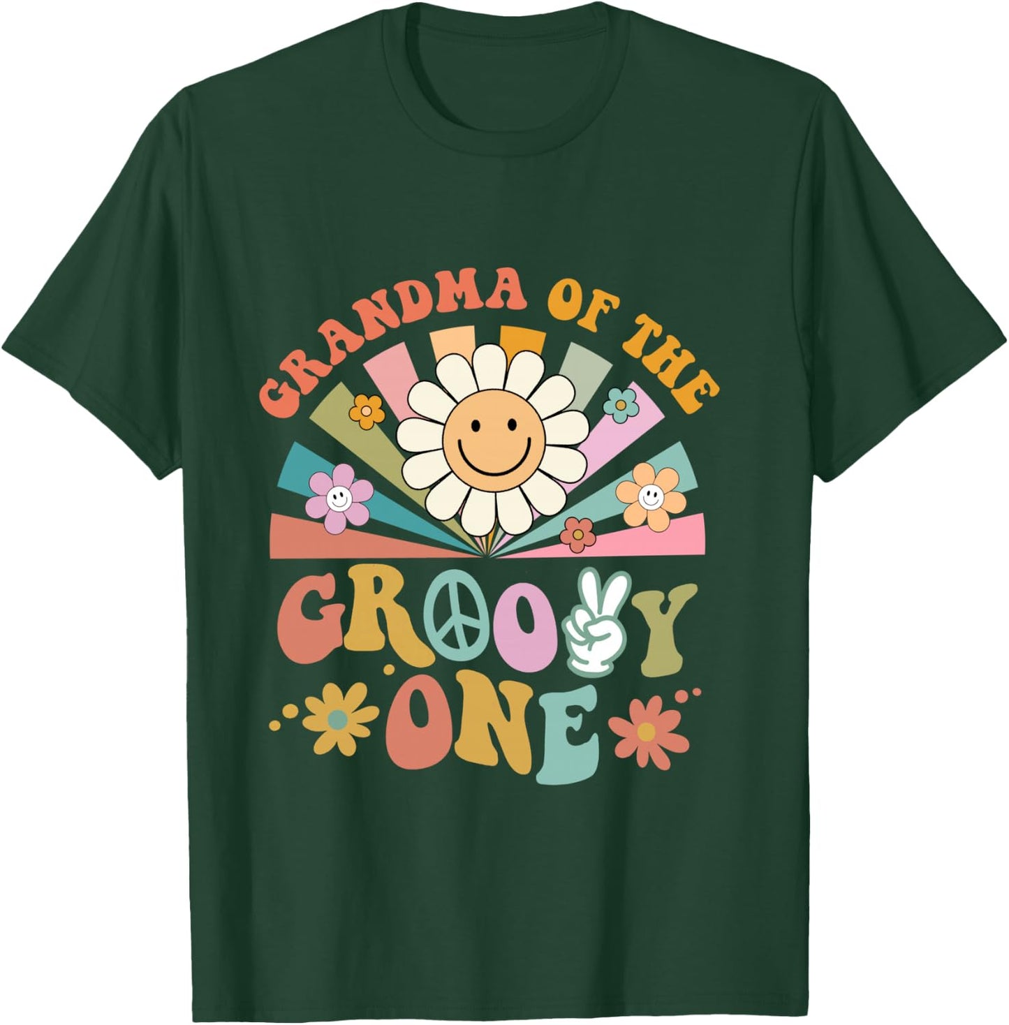 Grandma of Groovy One Matching Family First Birthday Party T-Shirt - T-Shirt | Forest