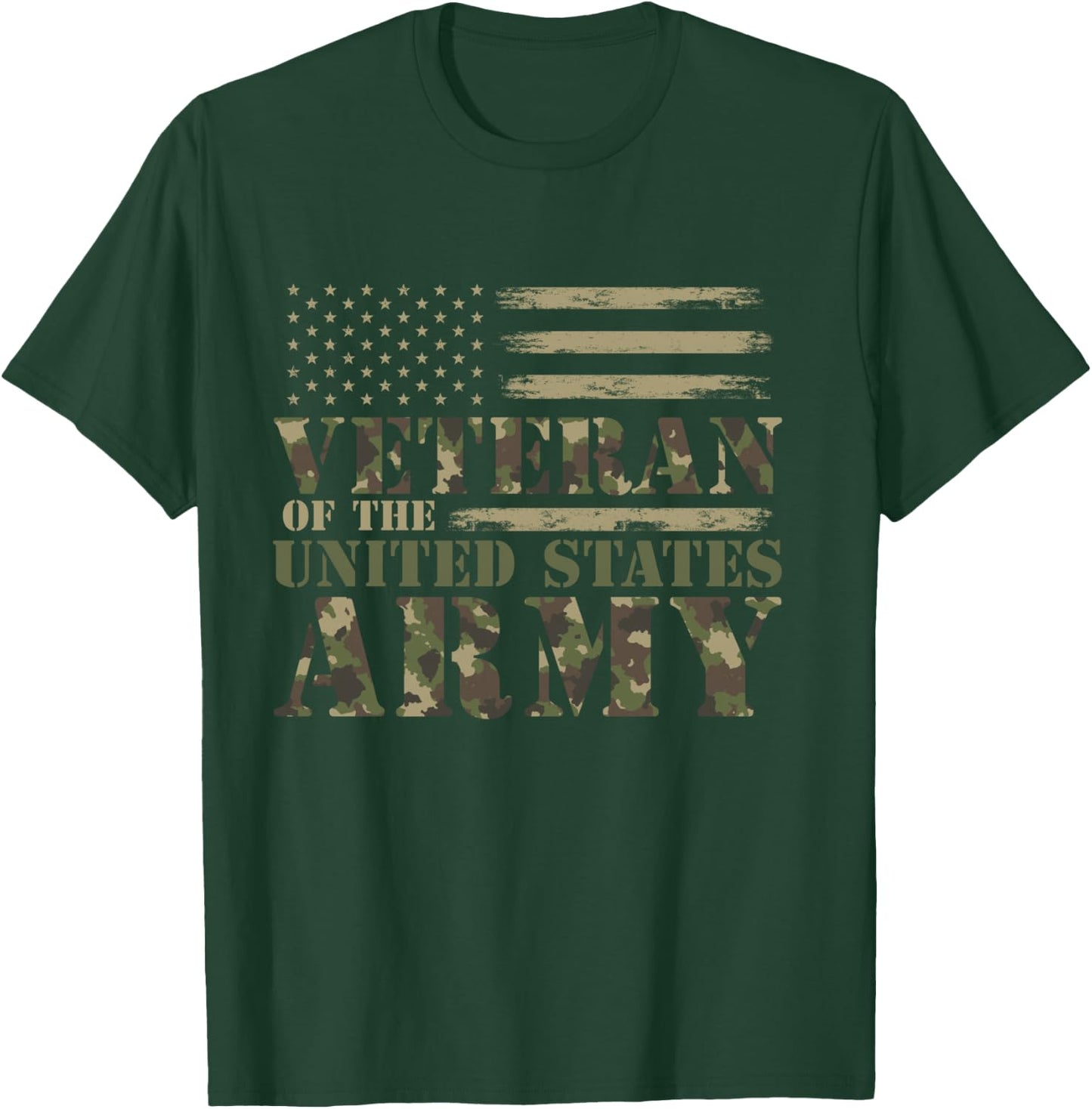 Veteran of The United States Army Camouflage US Flag Veteran T-Shirt - T-Shirt | Forest