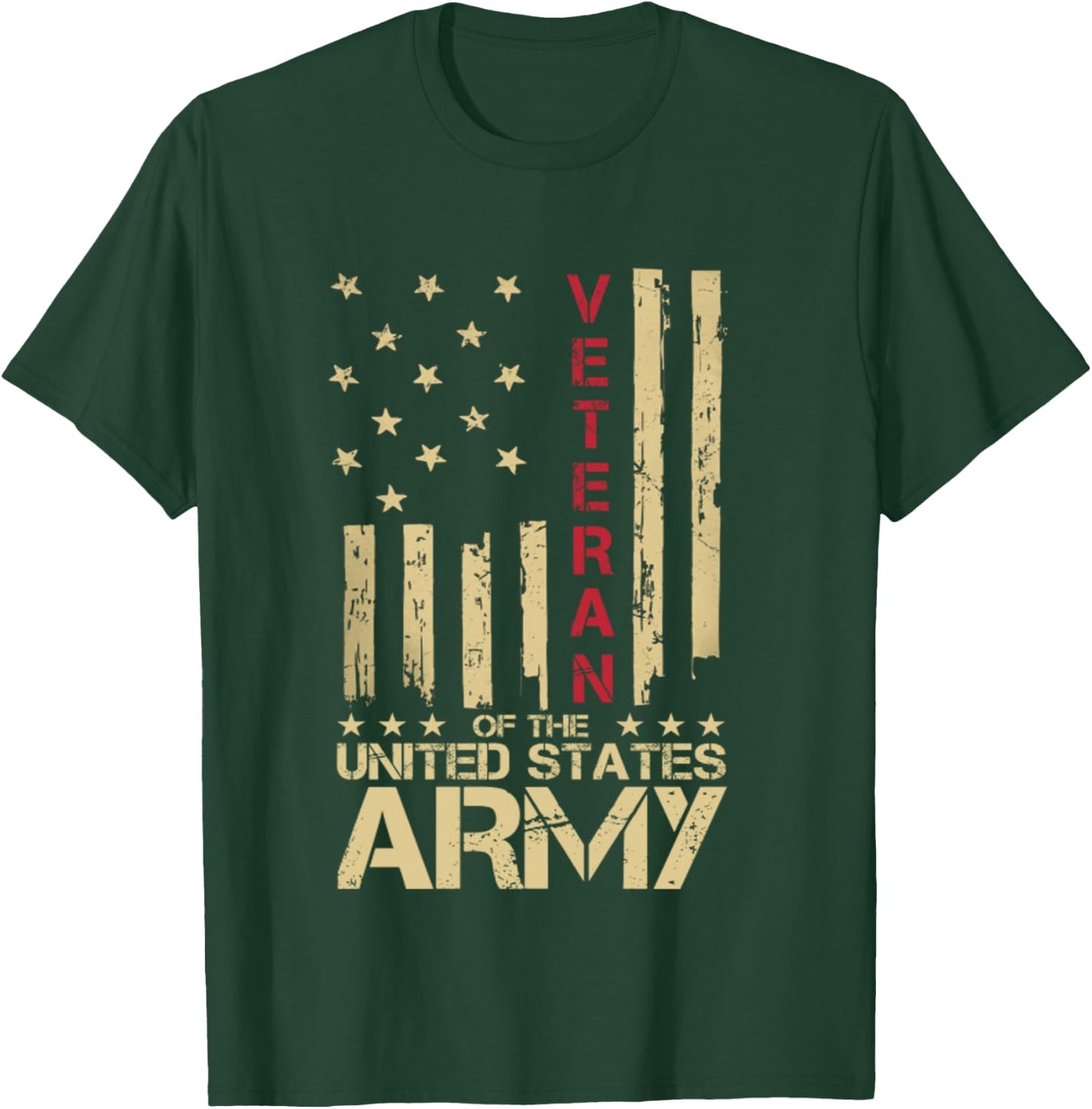 Patriotic U.S Army Veteran Red Line American Flag Vintage T-Shirt - T-Shirt | Forest