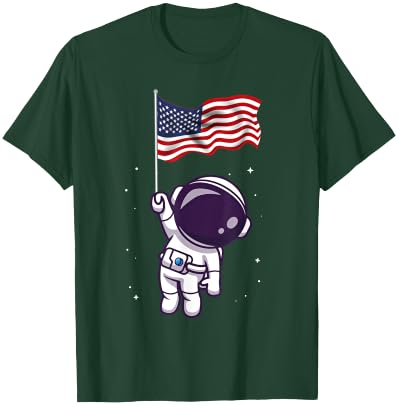 4th Of July Astronaut USA American Flag Funny Patriotic T-Shirt - T-Shirt | Forest
