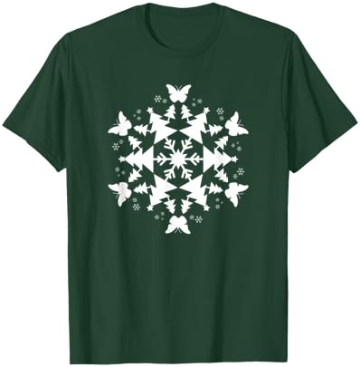 Snowflake Christmas Butterfly T-Shirt - T-Shirt | Forest