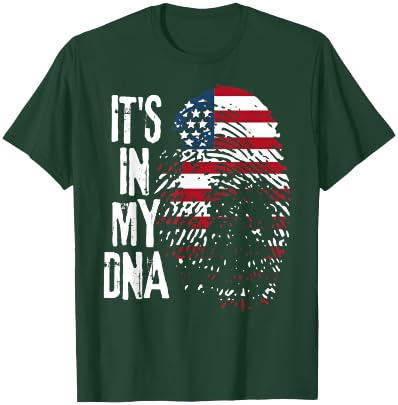 American fLAG It's In My DNA Fingerprint Patriotic USA Flag Women Kids Men T-Shirt - T-Shirt | Forest
