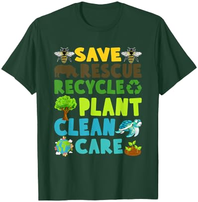 Save Bees Rescue Animals Recycle Plastic Earth Day Planet T-Shirt - T-Shirt | Forest