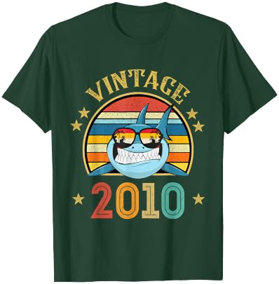 Vintage Shark Gift 16 Years Old Retro Vintage 2010 T-Shirt - T-Shirt | Forest