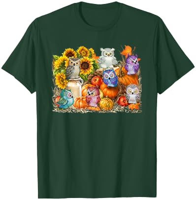 Autumn Owl Sunflower Pumpkin Halloween Costume T-Shirt - T-Shirt | Forest