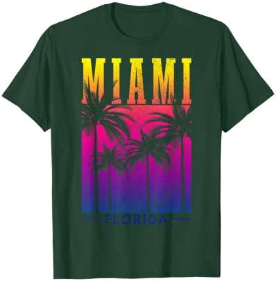 Miami Beach Retro Florida USA America Souvenir Gift T-Shirt - T-Shirt | Forest