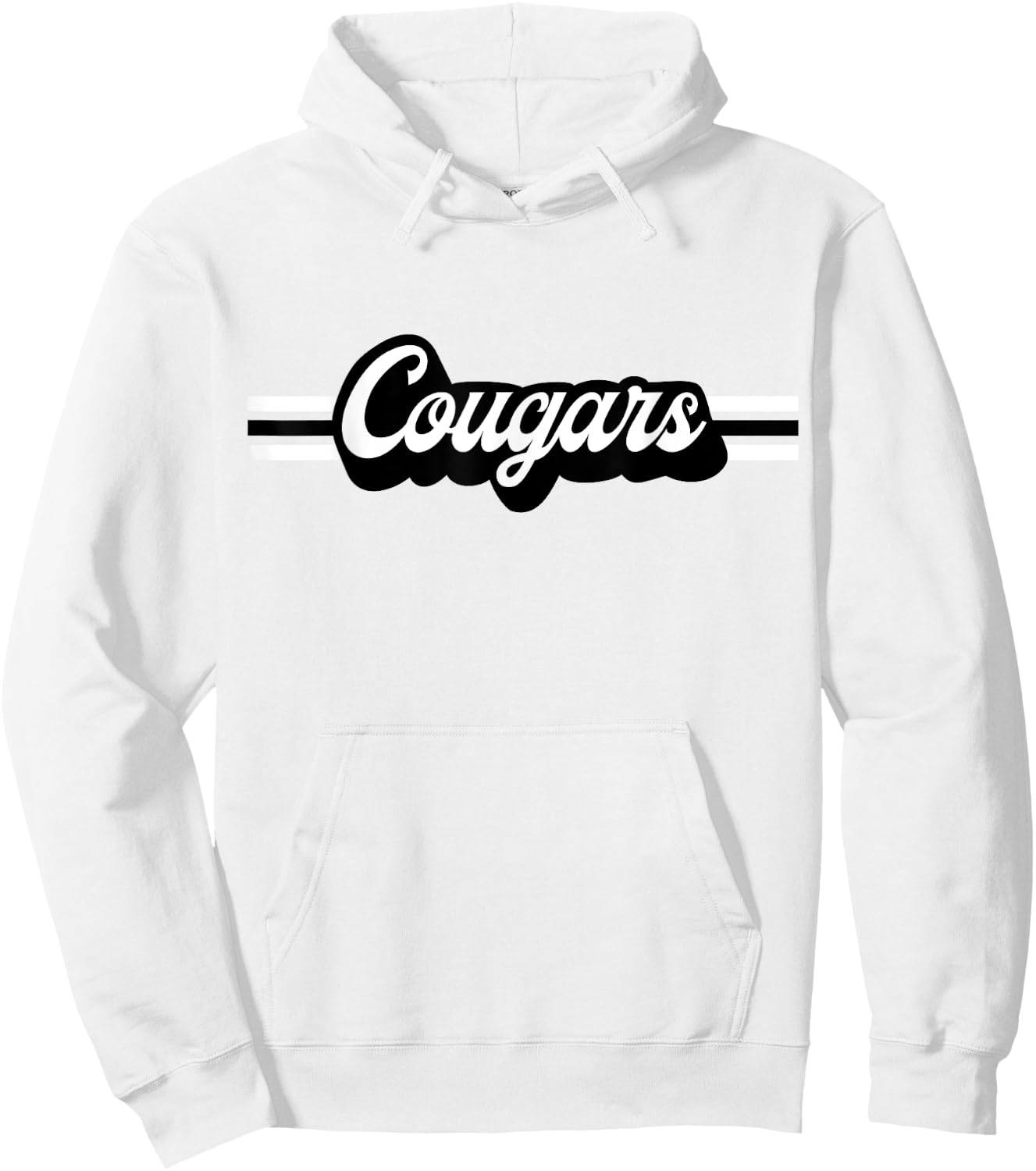 Retro Cougars Mascot, School Spirit, Cougar Sports Hoodie - Hoodie | White