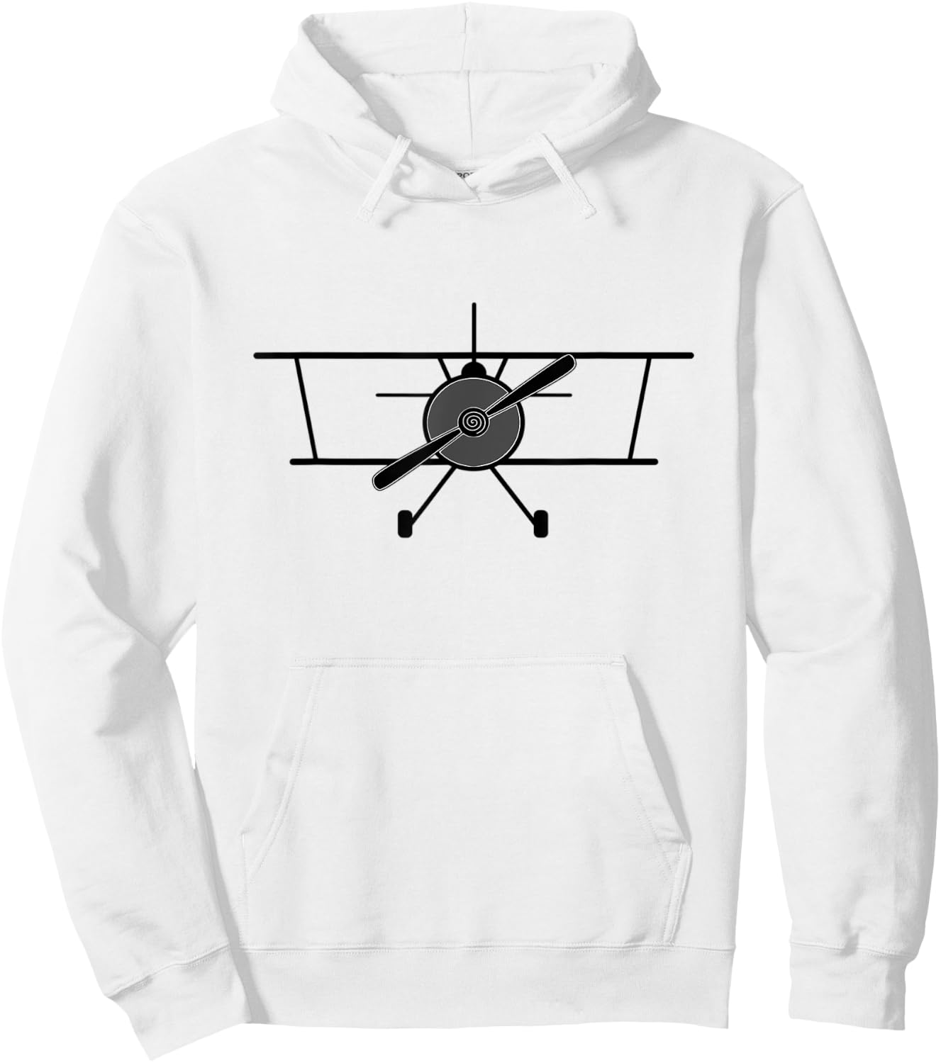 Classic Bi-Plane, Aviation and Aircraft Line Art Hoodie - Hoodie | White