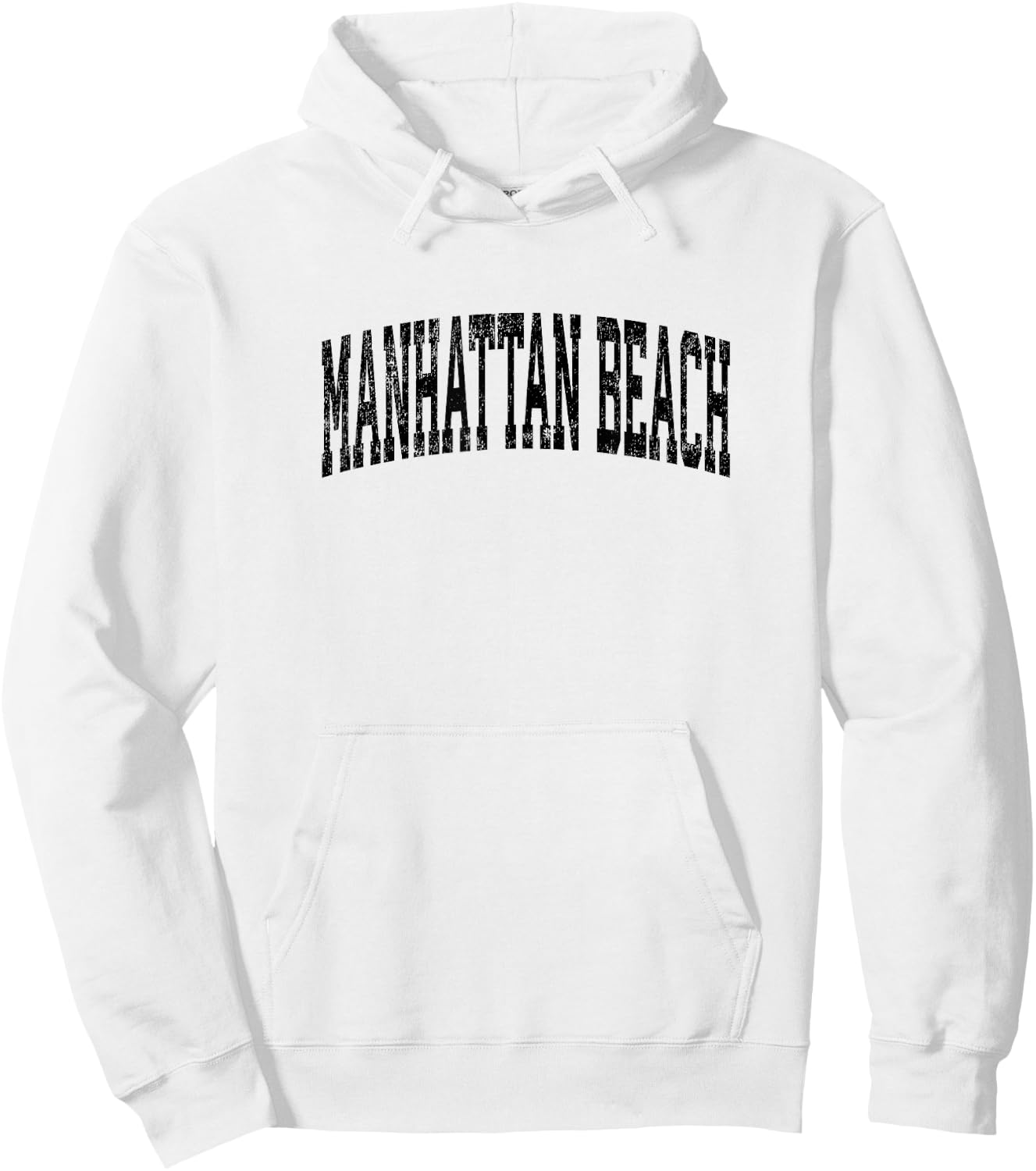 Manhattan Beach California CA Vintage Athletic Sports Black Hoodie - Hoodie | White
