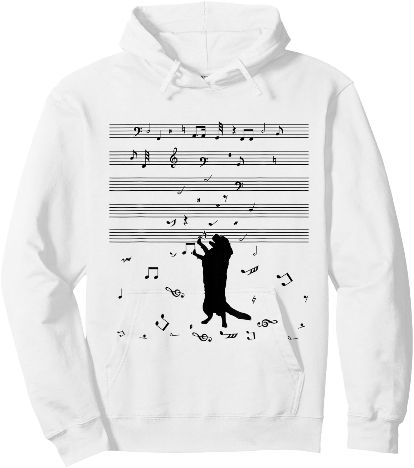 Dog Music Notes Treble Clef Dog Holder & Musicians Hoodie - Hoodie | White