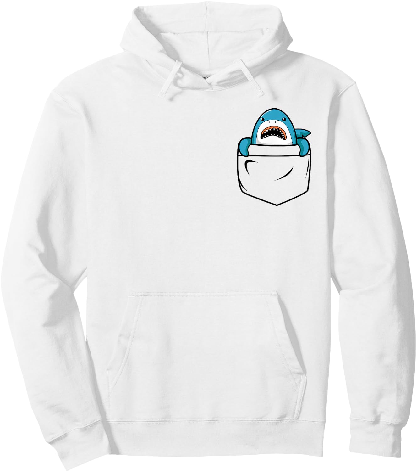 Shark in a Pocket Funny Ocean Vintage Cute Shark Lover Hoodie - Hoodie | White