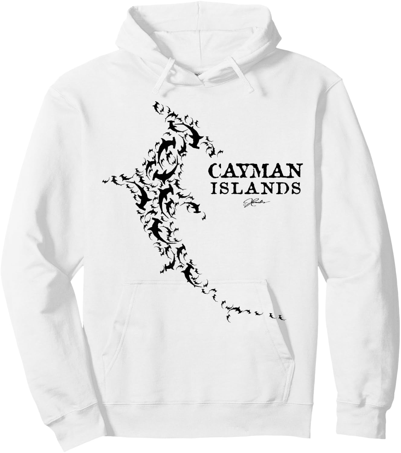 JCombs: Cayman Islands Hammerhead Shark School Hoodie - Hoodie | White