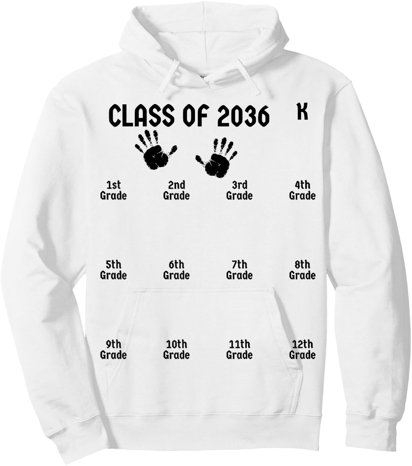 Class Of 2036 Grow With Me Shirt Handprint Graduation Gifts Hoodie - Hoodie | White