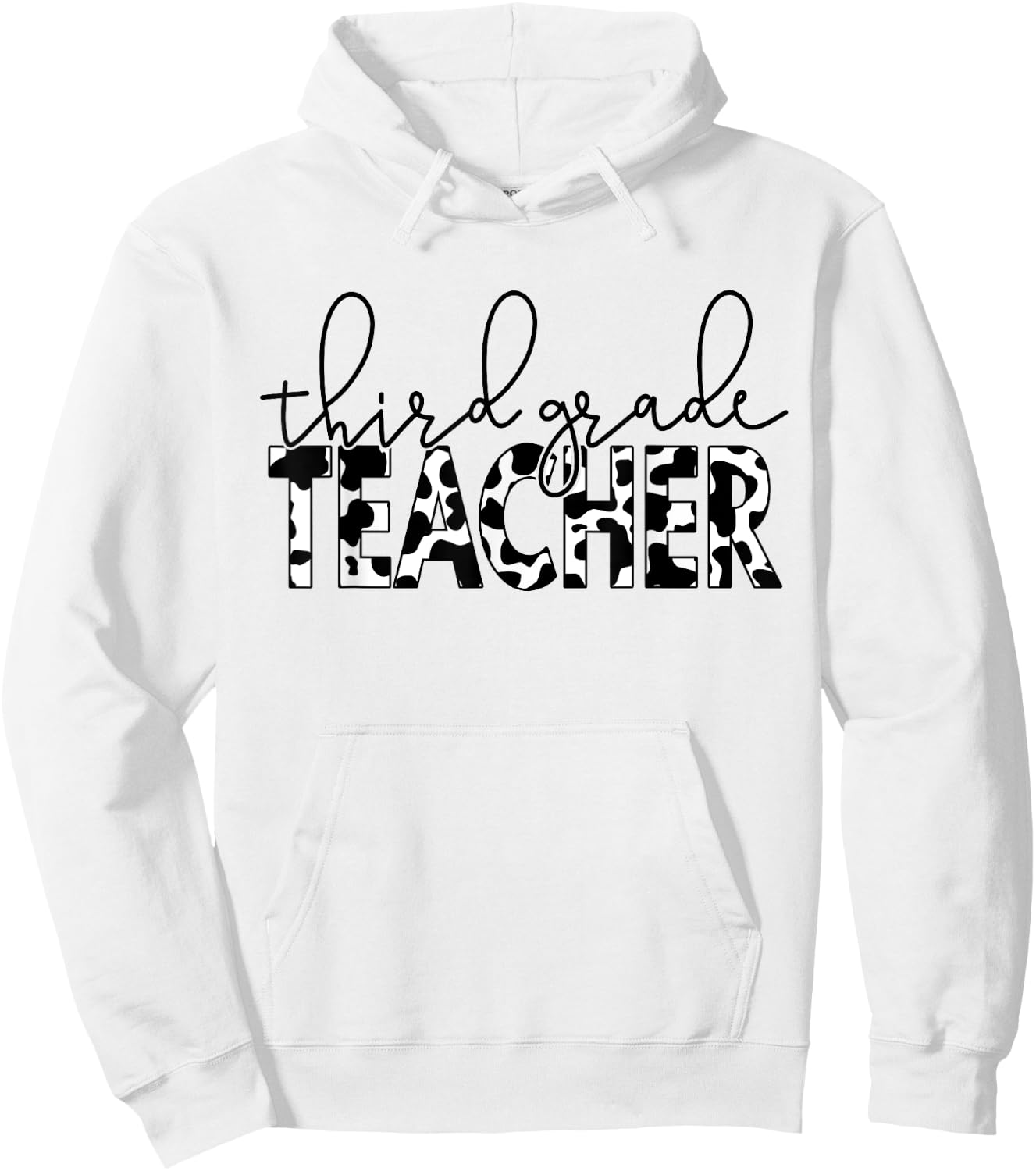 Cow Print 3rd Grade Elementary School Third Grade Teachers Hoodie - Hoodie | White