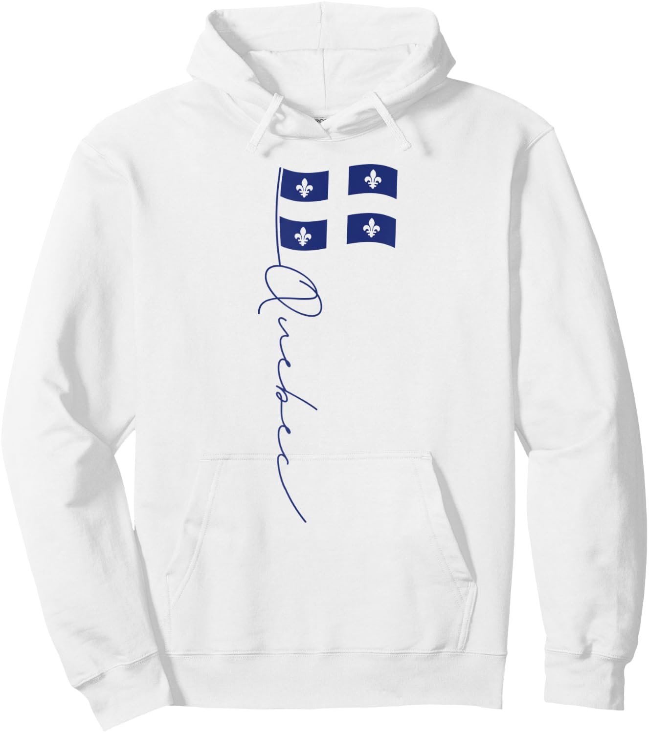 Quebec Signature Flag Pole -Elegant Quebecois Flag Hoodie - Hoodie | White